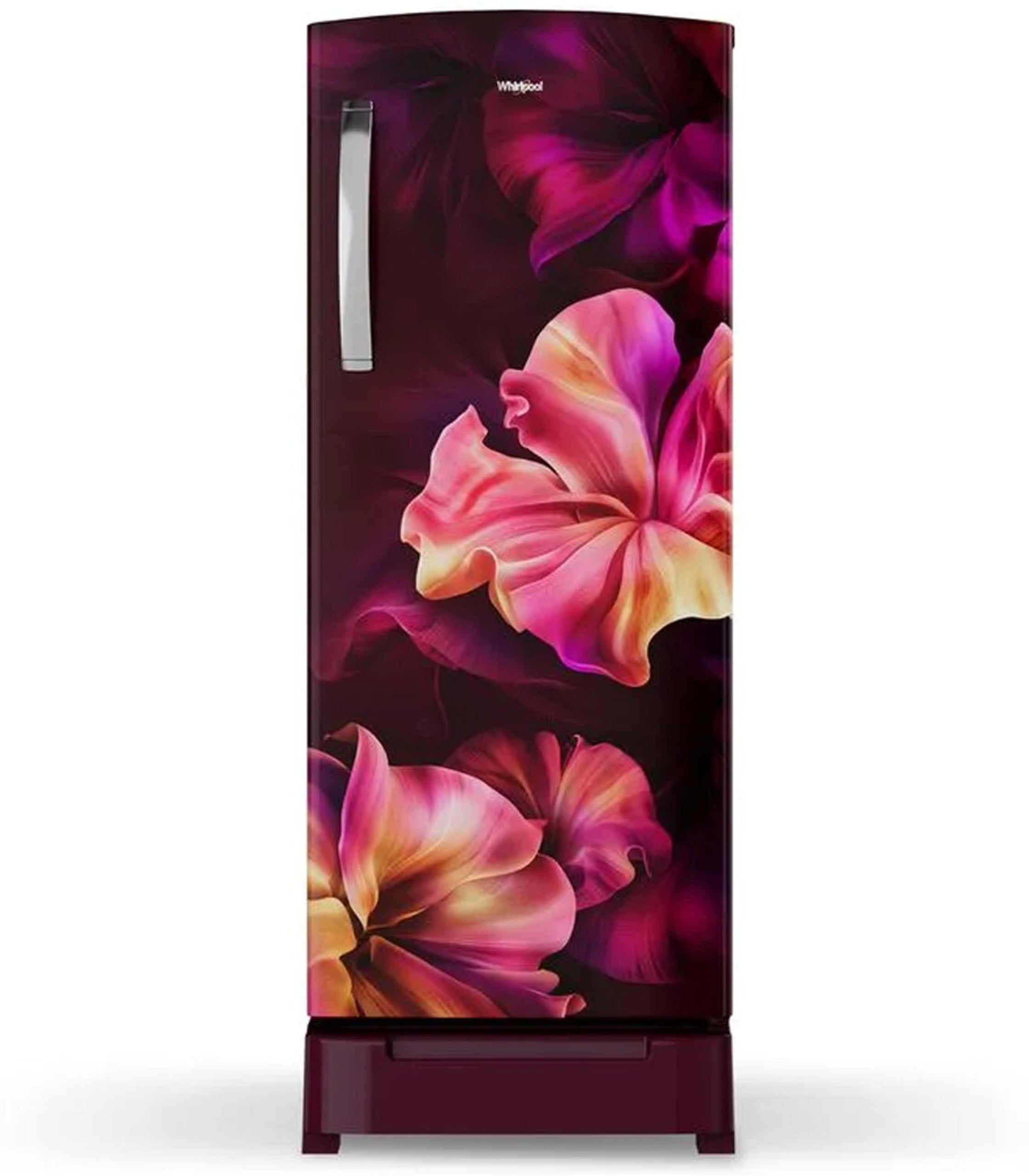 Whirlpool 192L 5 Star Inverter Single Door Refrigerator in floral design with vibrant colors