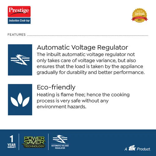  Prestige Xpress 1200W Induction Cooktop best of 2026 features automatic voltage regulator eco-friendly power saver technology