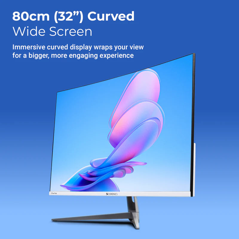 Zebronics EA320 31.5 inch Curved LED Monitor showcasing an immersive curved display for enhanced viewing experience.