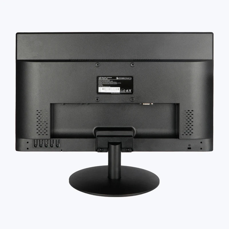 Back view of Zebronics Zebster V19HD 19 inch LED Monitor showcasing its sleek design and connectivity ports.