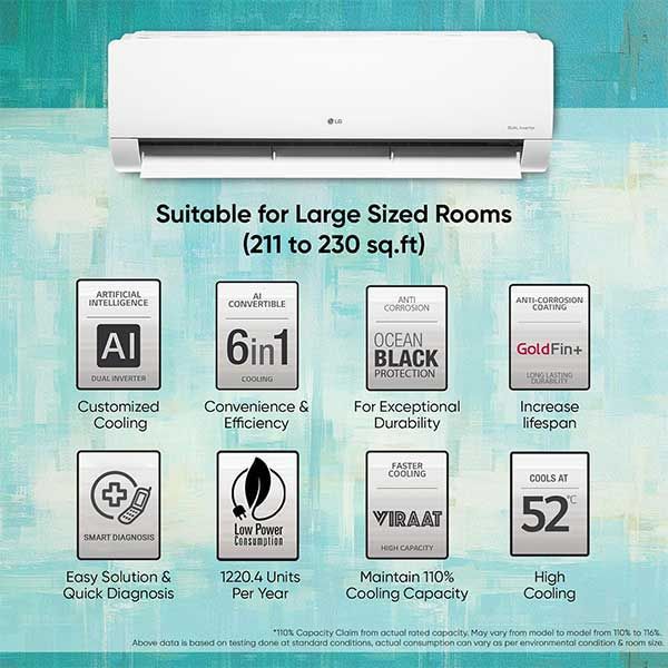 LG 3 Star (1.0) Split AC with AI Convertible- Auto Clean- Gold Fin+- Diet Mode+- Viraat Mode- 2025 Model