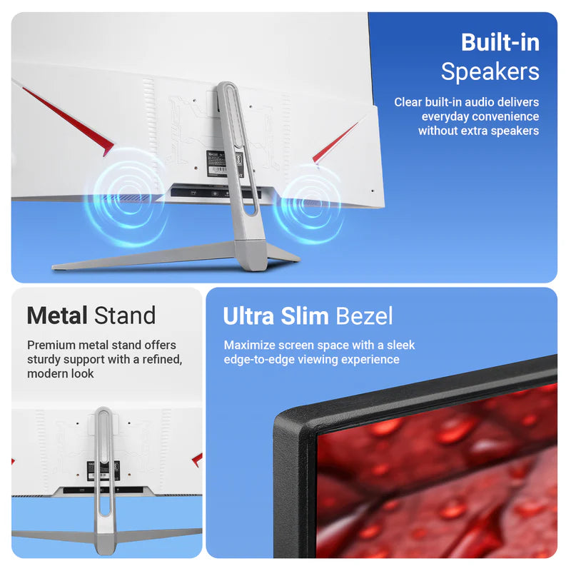 Zebronics EA320 31.5 inch Curved LED Monitor features built-in speakers, metal stand, and ultra slim bezel for enhanced viewing.