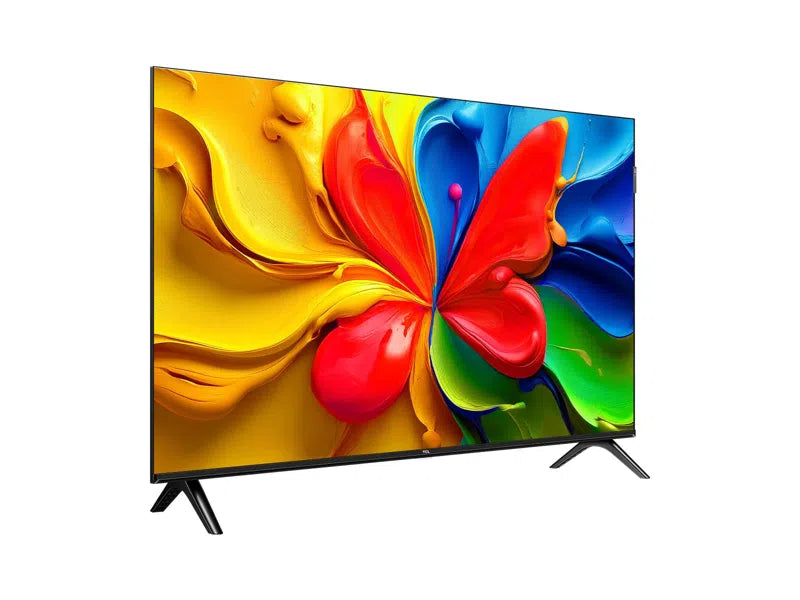 TCL TV 32 Inch S4K HD Ready QLED Smart Google TV displaying vibrant colors and fluid visuals.