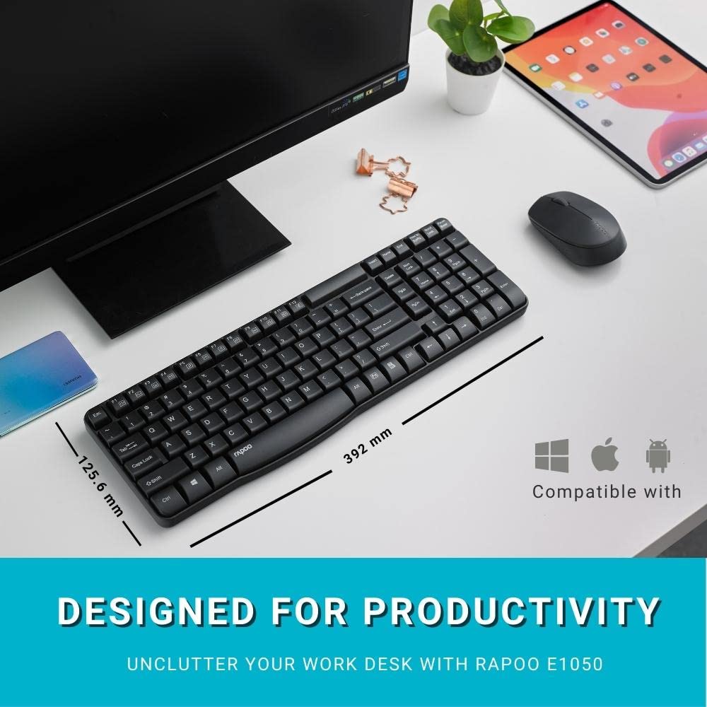 Rapoo E1050 2.4G Anti-Splash Wireless Keyboard