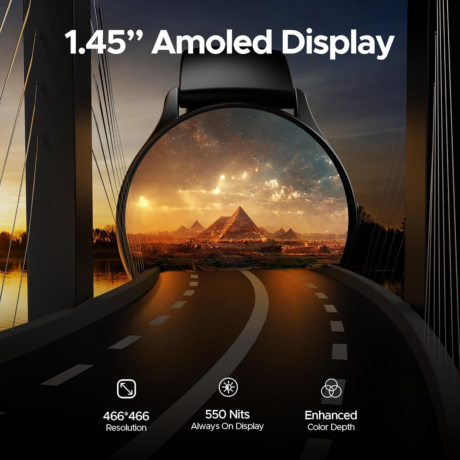 boAt Lunar Peak with 1.45" AMOLED Display, Advanced BT Calling, Always on Display, Cloud & Custom Watch Faces, in-Built Games, Stocks, SOS, IP67, Smart Watch for Men & Women