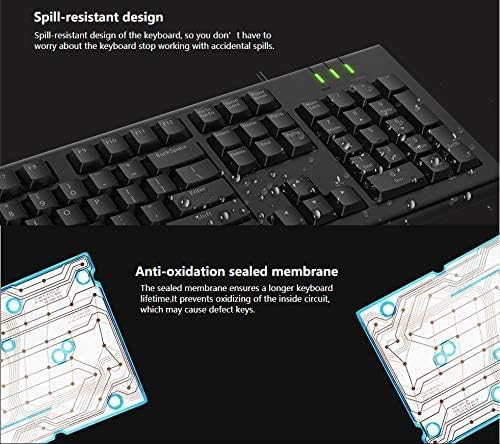 Rapoo NK1900 Spill Resistance Wired USB Keyboard Wired for Laptop, PC and USB Support Devices with UV Coated Keys, Spill Resistant, Instant one Touch Multimedia Keys