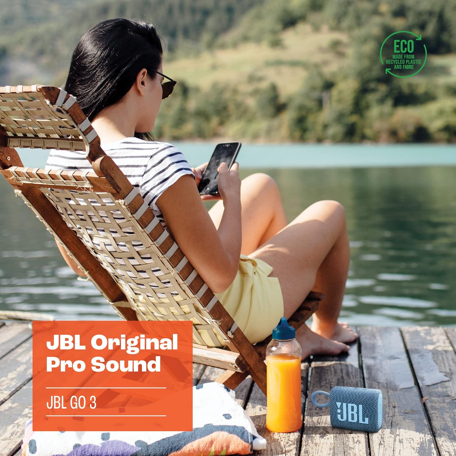 JBL Go 3 Eco: Portable Speaker with Bluetooth, Built-in Battery, Waterproof and Dustproof Feature
