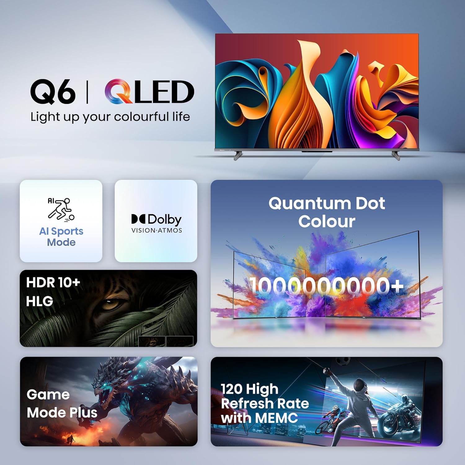 Hisense 189 cm (75 inches) Q6N Series 4K Ultra HD Smart Google QLED TV (Grey) With 3 Year Warranty