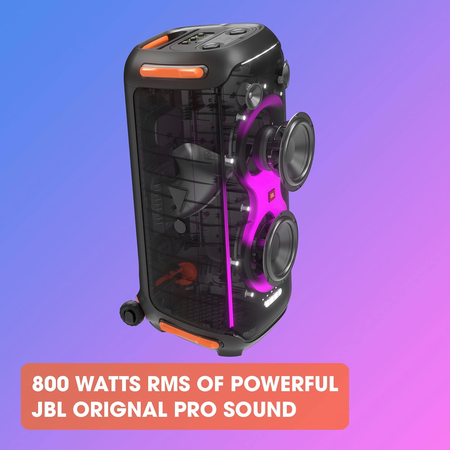 JBL PartyBox 710 Bluetooth Party Speaker with Dynamic Music Synced Flashing Club Pattern Lightshow, Pro Sound, Splashproof, PartyBox App Personalisation,Guitar and Mic Input 800 Watt RMS