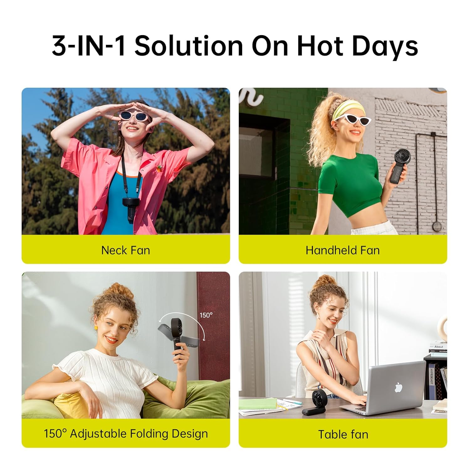 JISULIFE Handheld Fan Life7,2024 Powerful Portable Fan with LED Display[19.5Hrs Max Cooling]5000mAh,150°Folded,5 Speeds,Lanyard; 3-IN-1 Hand/Desk/Neck Fan,Travel Essentials Gifts for Women,Men