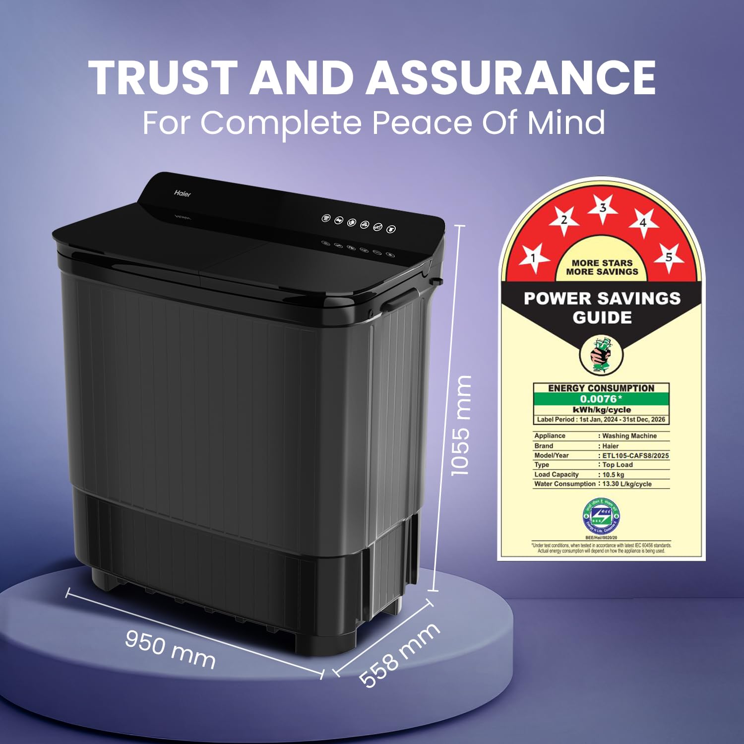 Haier 14 Kg 5 Star Semi Automatic Top Load Washing Machine