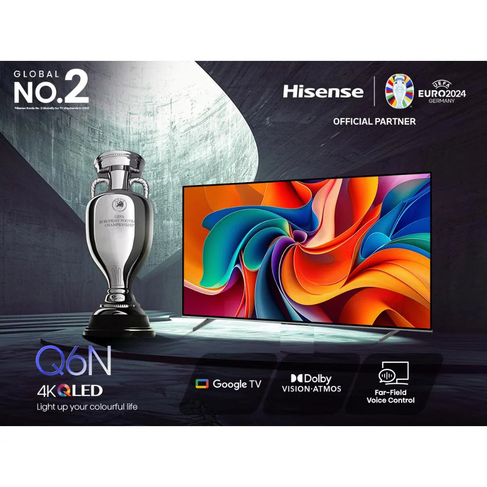Hisense 127 cm (50 inch) Ultra HD (4K) Smart QLED TV, 50Q6N, Grey With 3 Year Warranty