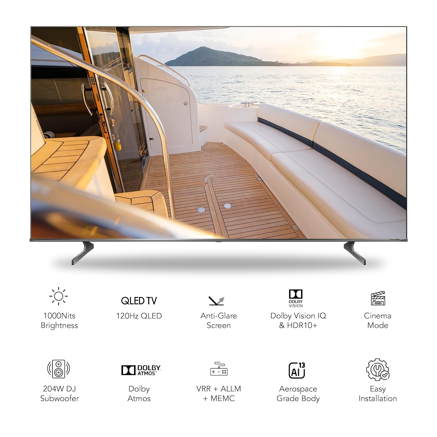 Vu 215 cms (85 inches) Masterpiece Series 4K Ultra HD Smart QLED TV 85QV (Jetplane Grey) With 3 Year Warranty