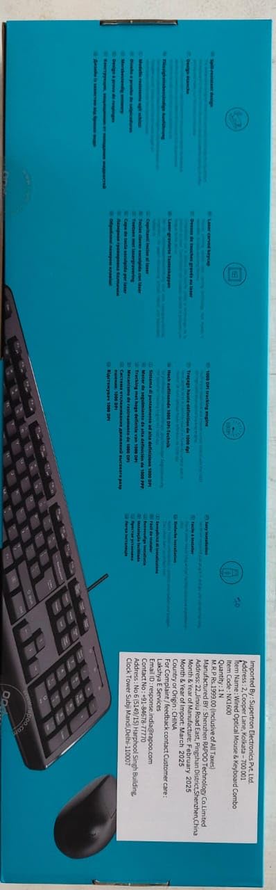 Rapoo NX1600 Wired Keyboard & Mouse Combo – Black