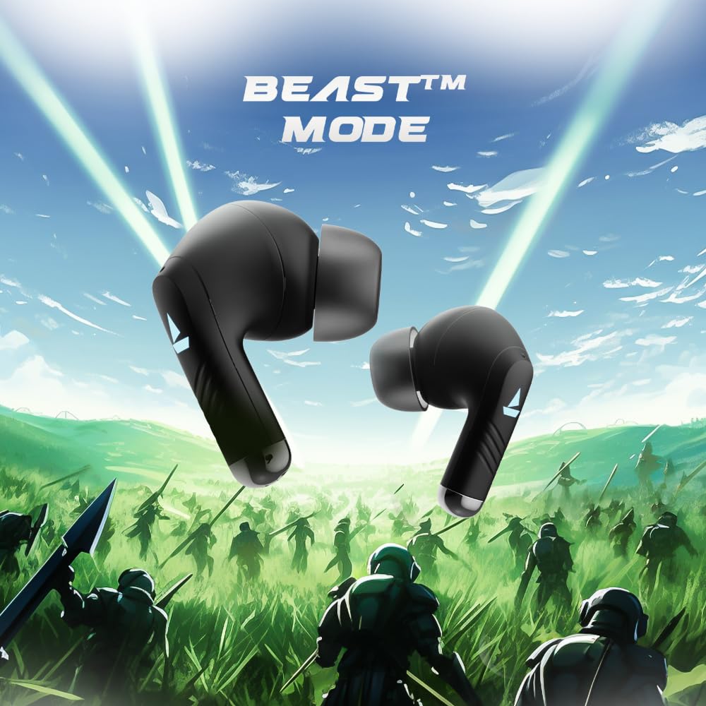 boAt Immortal 101 TWS Earbuds with Beastᵀᴹ Mode(40ms Low Latency), 30 HRS Playtime, Blazing LEDs, Quad Mics with ENx Tech, ASAP Charge & BTv5.3