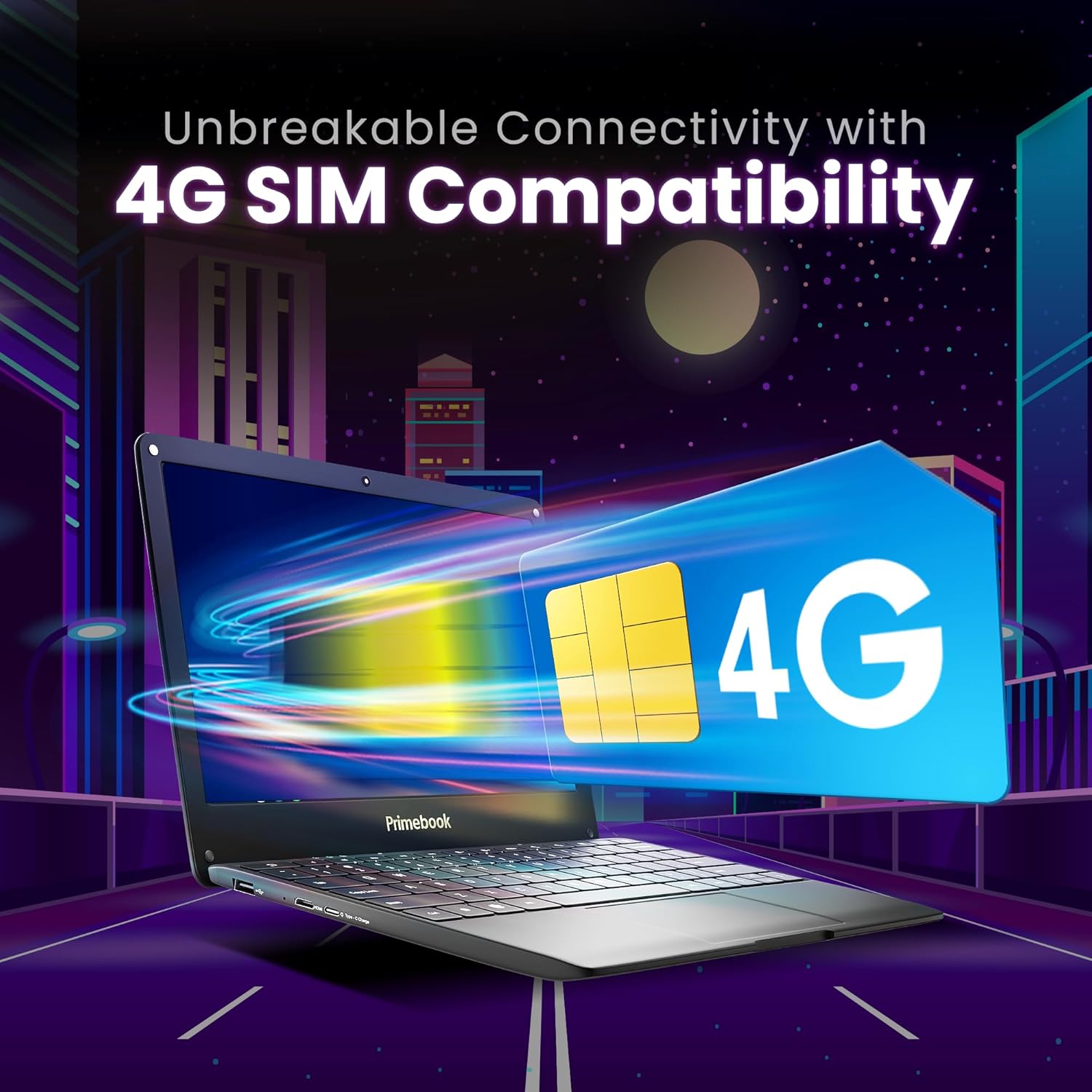 Primebook 4G- 2024(New- WiFi+4G) Android Based MediaTek MT8788 - (PrimeOS) 4G SIM Slot- Thin and Light Laptop (11.6 Inch- 1.065 Kg- Type C- USB- HDMI- MicroSD) (4GB/64GB eMMC Storage- Black)