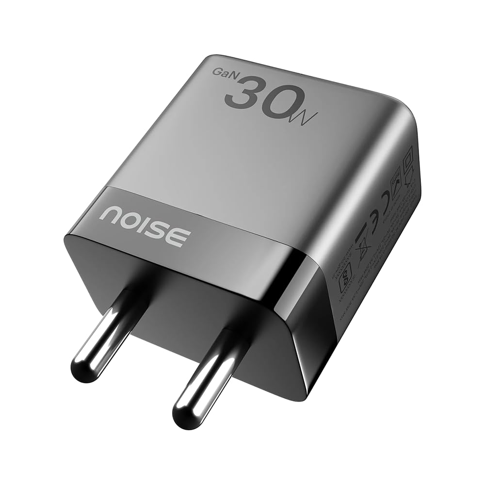 Noise Power Series GaN Charger: 2 Ports (1 USB-C Type, 1 USB-A), iphone 0-50% in 30mins, Globally Compatible, Supports All iPhones, Android Phones, Tablets