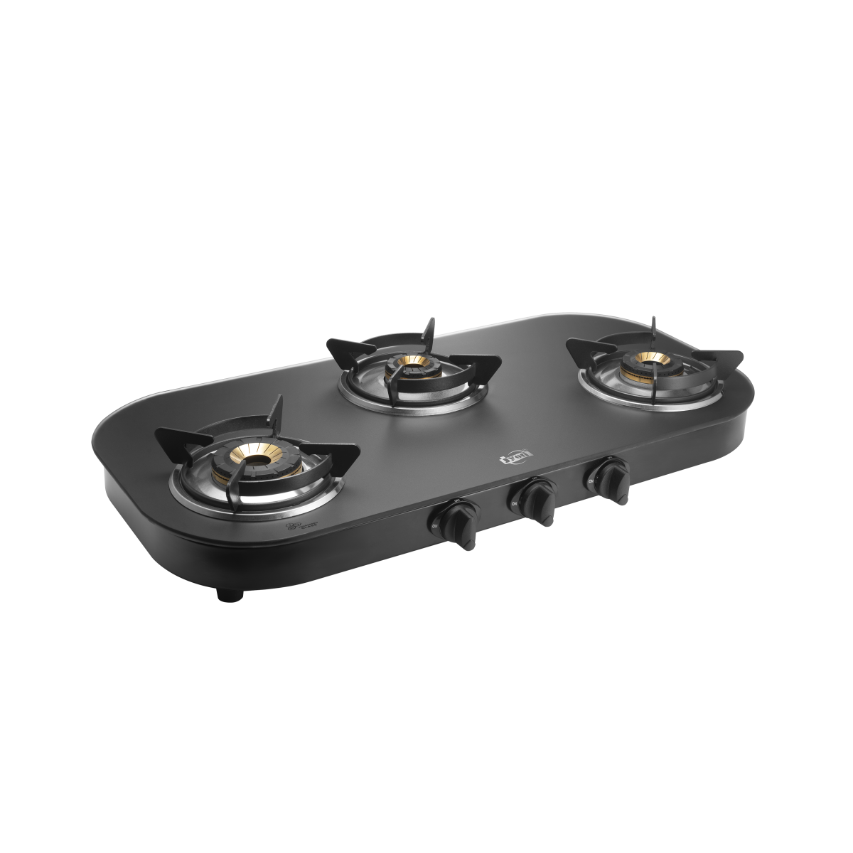 Jyoti 372 Grace Oval Matte – Elegant 4 Burner Gas Stove with Matte Finish Toughened Glass- Forged Brass Burners & Sturdy Stainless Steel Body