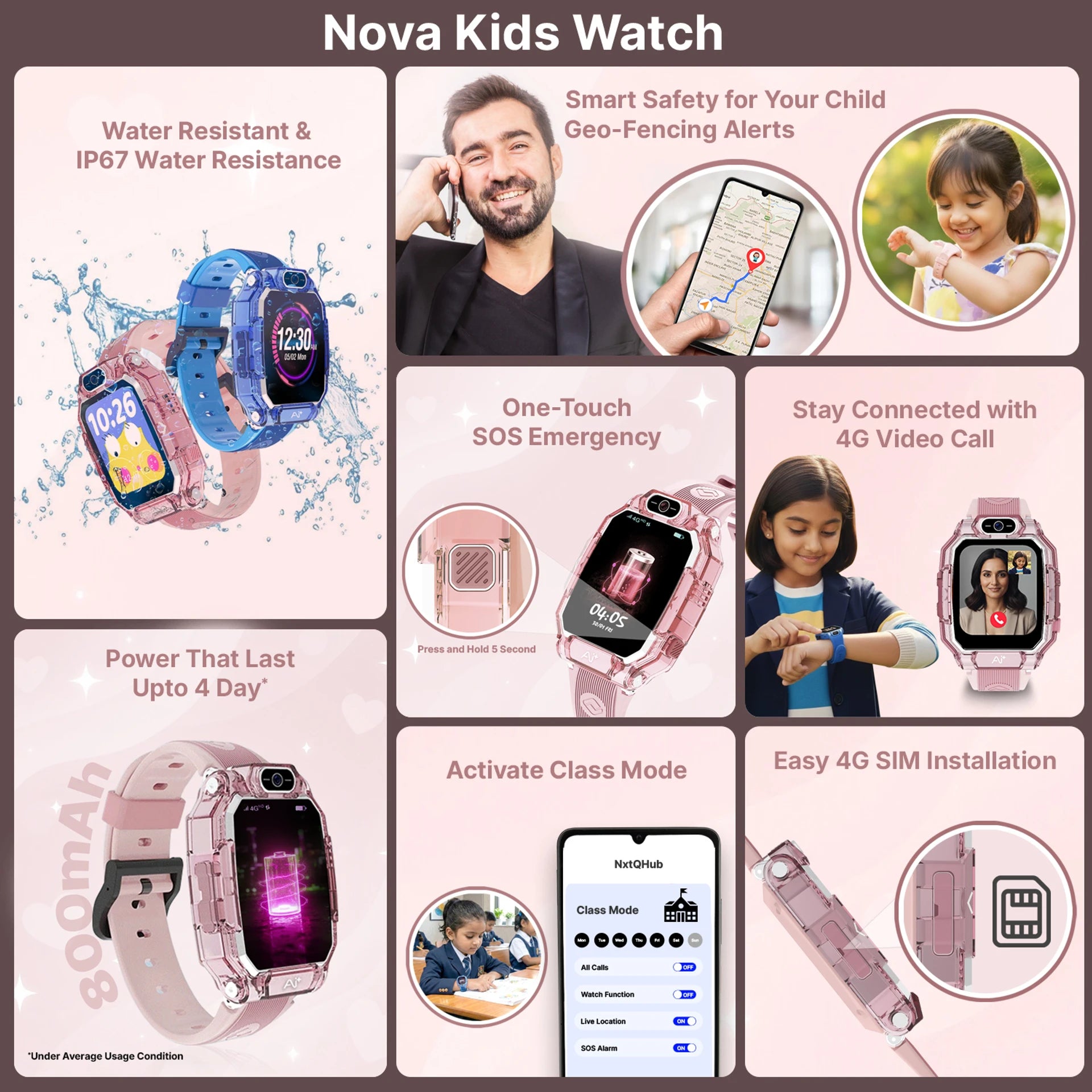 AI+ NovaWatch Kids 4G Magic Pink Smartwatch