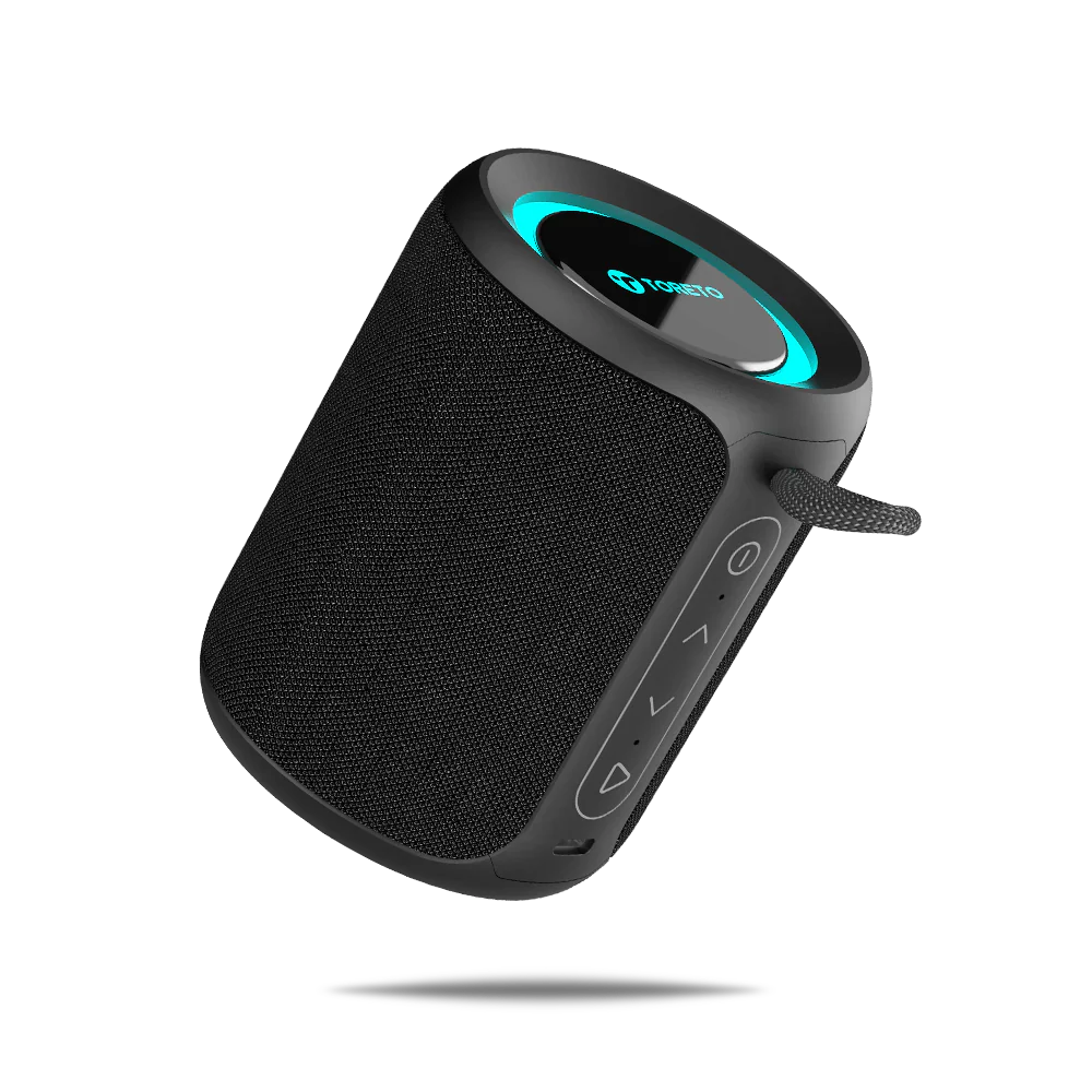 Toreto Cosmo 18W Portable Bluetooth Speaker Immersive 360`Surround Sound  with Handfree Calling Mic- RGB Lights- 6hr Playtime- Splashproof- TWS
