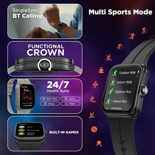 #Black Fastrack VOX Neo Smartwatch