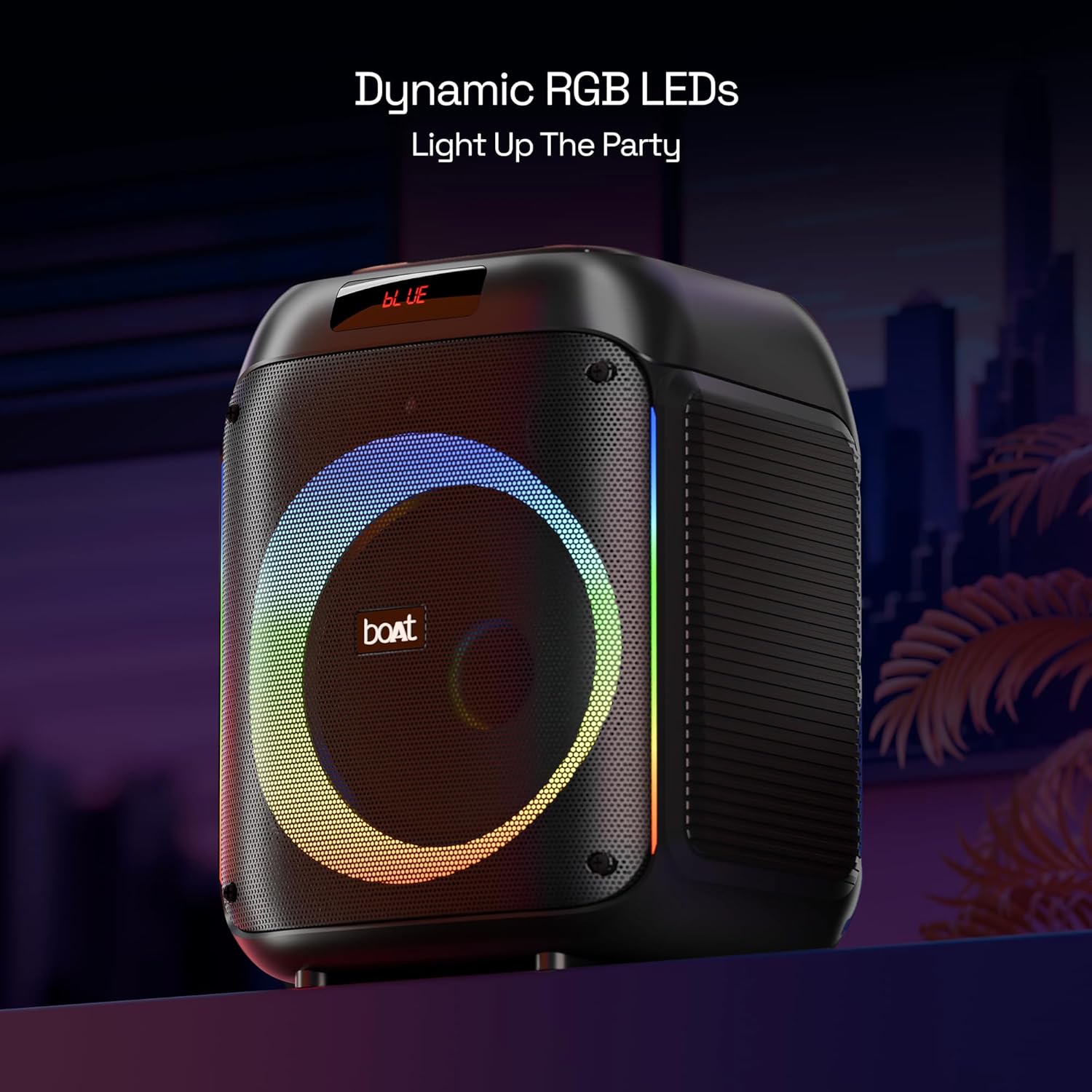 boAt PartyPal 220 Bluetooth Party Speaker w/ 80 W Signature Sound, Karaoke with Mic, RGB LEDs, Up to 6 hrs Playback, BT v5.3, AUX & USB Port, Wireless Mic, Bass & Treble EQs, TWS Mode(Midnight Black)