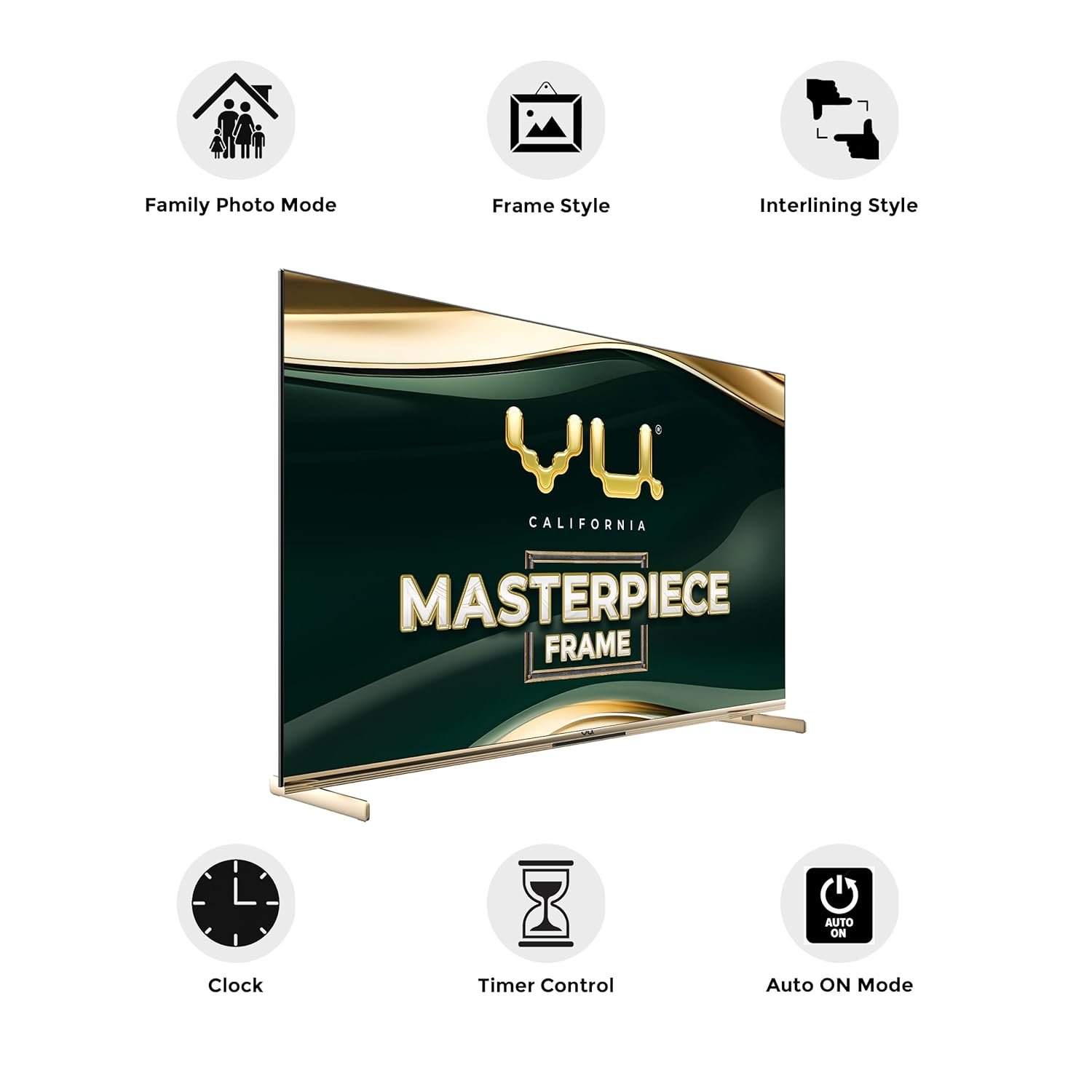 Vu 139cm (55 inches) Masterpiece Frame Series 4K QLED TV 55MASTERPIECE (Armani Gold) With 3 Year Warranty