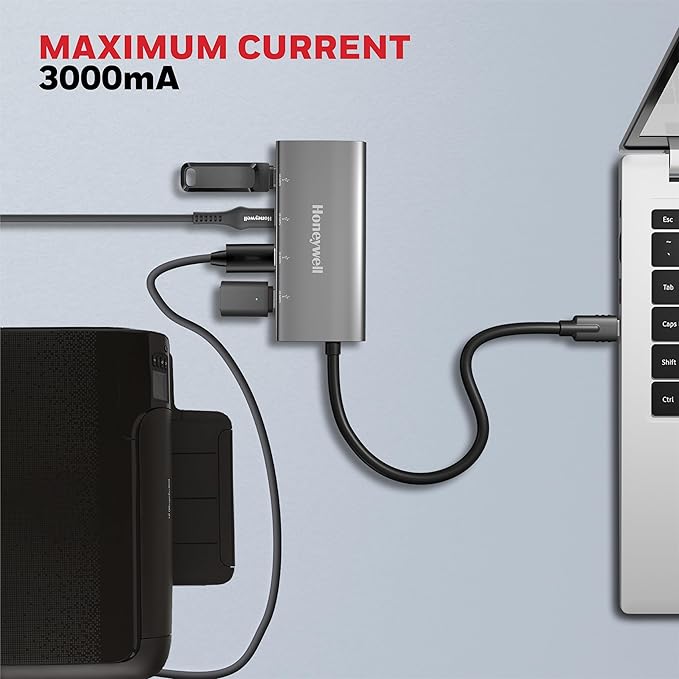 Honeywell Newly Launched Momentum Type C to 4xUSB C 3.2 Gen 2 Port Type C Hub, 10 Gbps Transmission Speed, 30 cms, Premium Metallic Finish, Compatible with All Type C Port Devices