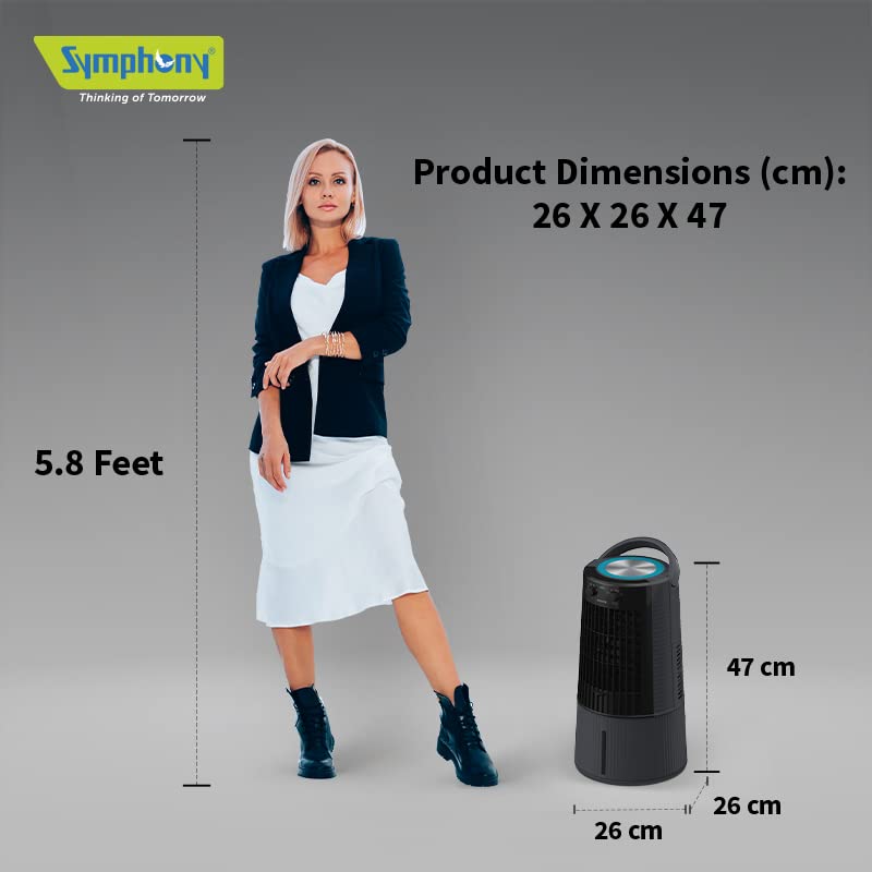 Symphony Duet Personal Tower Cooling Fan For Home and Office with Honeycomb Pad- Powerful Blower- Auto Rotation and Low Power Consumption