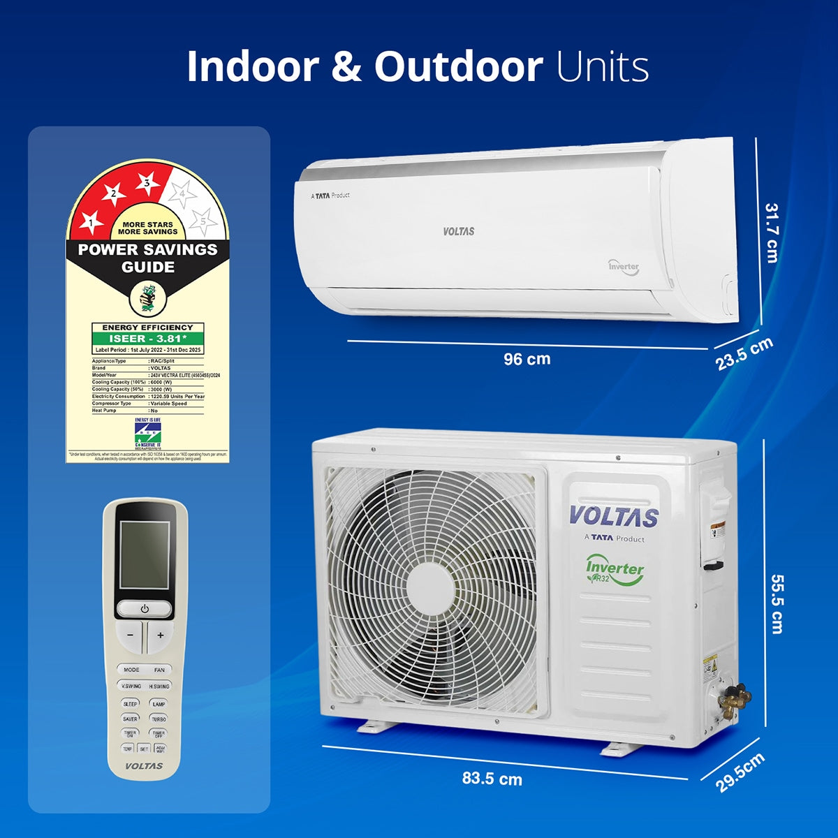 Voltas 2 Ton 3 Star Adjustable Inverter Split AC Elite