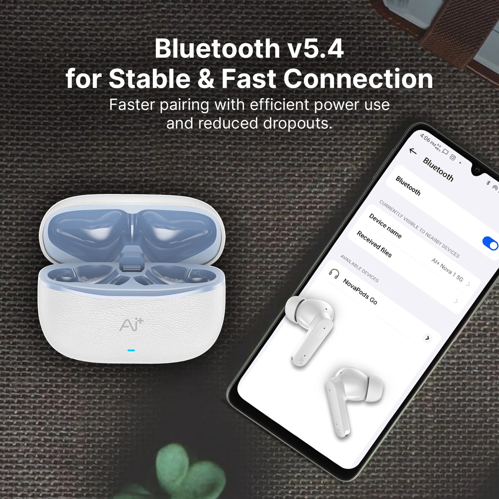AI+ NovaPods Go Ice Blue White Earbuds