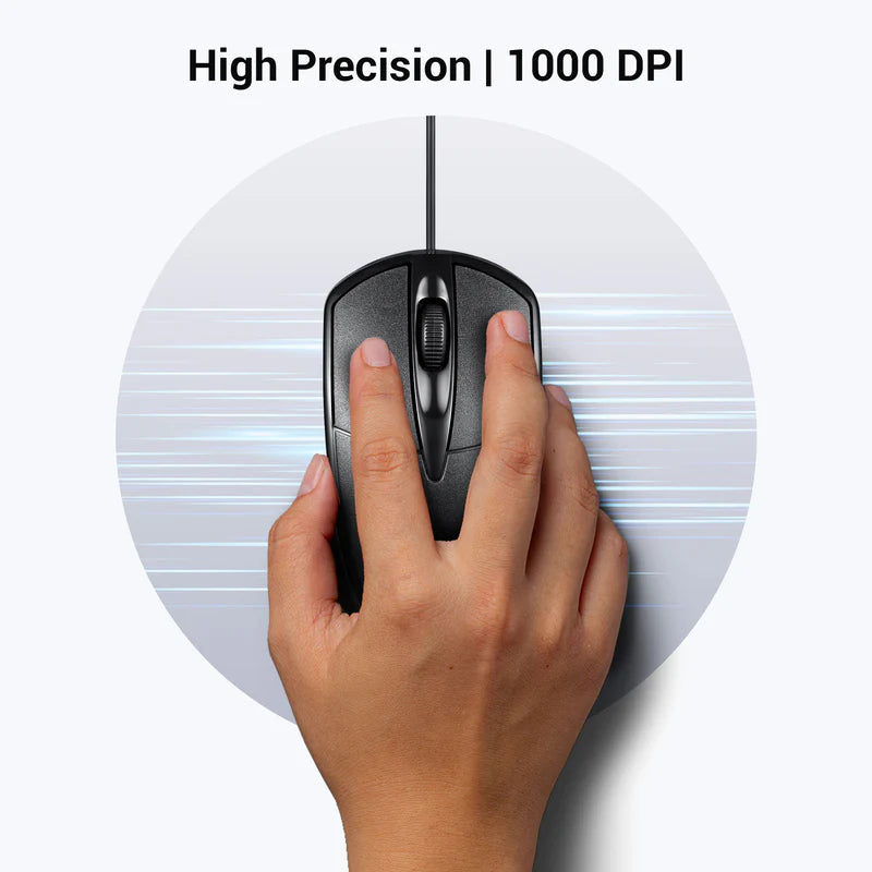 Zebronics Zeb-Byte Wired USB Optical Mouse | 3 Button Compact Mouse for Laptop & PC