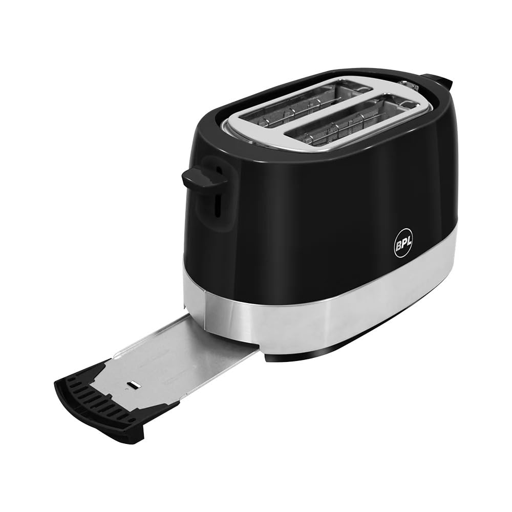 BPL Pop Up Toaster 2-Slice, 850W, Black and Silver,KITCHEN UP PX 5.2S,7 BROWING CONTROL SETTINGS,BUN WARMER,1 DUST COVER inside