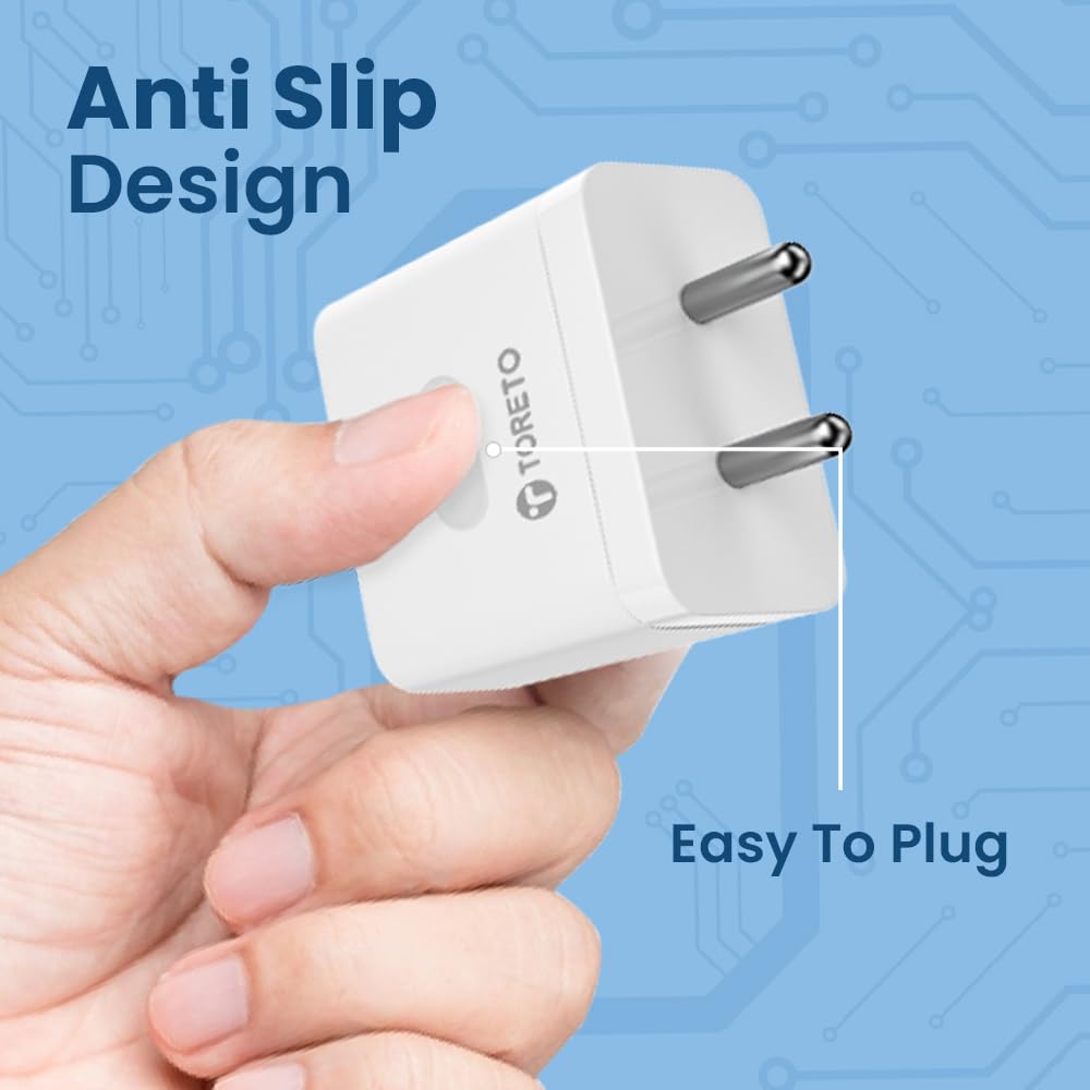 Toreto Zest GO 100W Super Vooc Fast Charging Adaptor Mobile Charger for Android Smartphone and All C-Type-C Devices USB to Type C Fast Charging Cable Included (White)