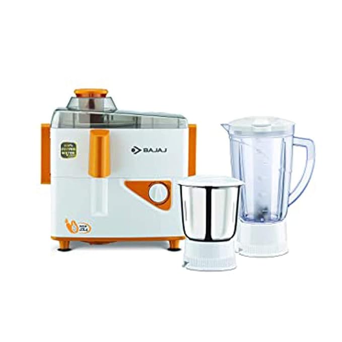 Bajaj Neo Jx4 450-Watt Juicer Mixer Grinder With 2 Jars (White/Orange)- 450 Watt