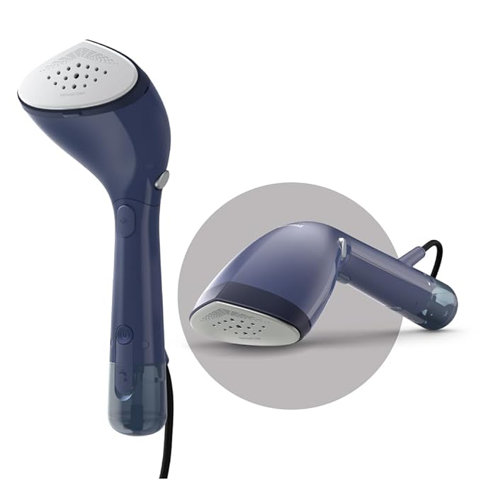PHILIPS Handheld Garment Steamer for Clothes   No Burn Guarantee- Vertical and Horizontal Steaming with unique adjustable head- 1500 Watt Quick Heat Up- up to 28g/min steam (Deep Azur) STH7020/20