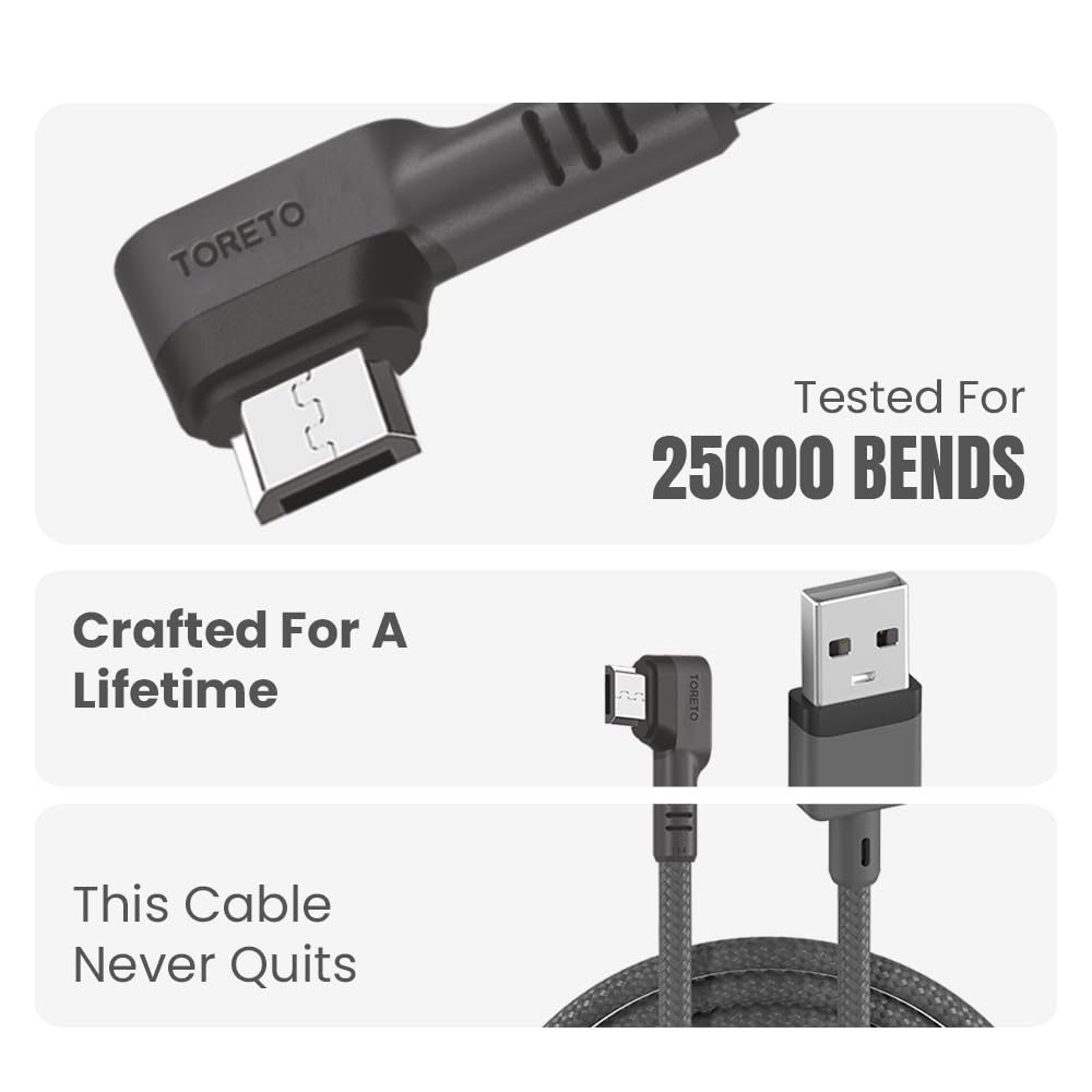 Toreto DURA L1 1.Mtr- Fast Charging 3A Micro USB Cable with Charge & Sync Function