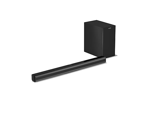 Philips TAB4319 Soundbar: 2.1 CH 80W Wired Subwoofer, Powerful Bass Effect – Bluetooth, HDMI ARC & Multiple Connectivity