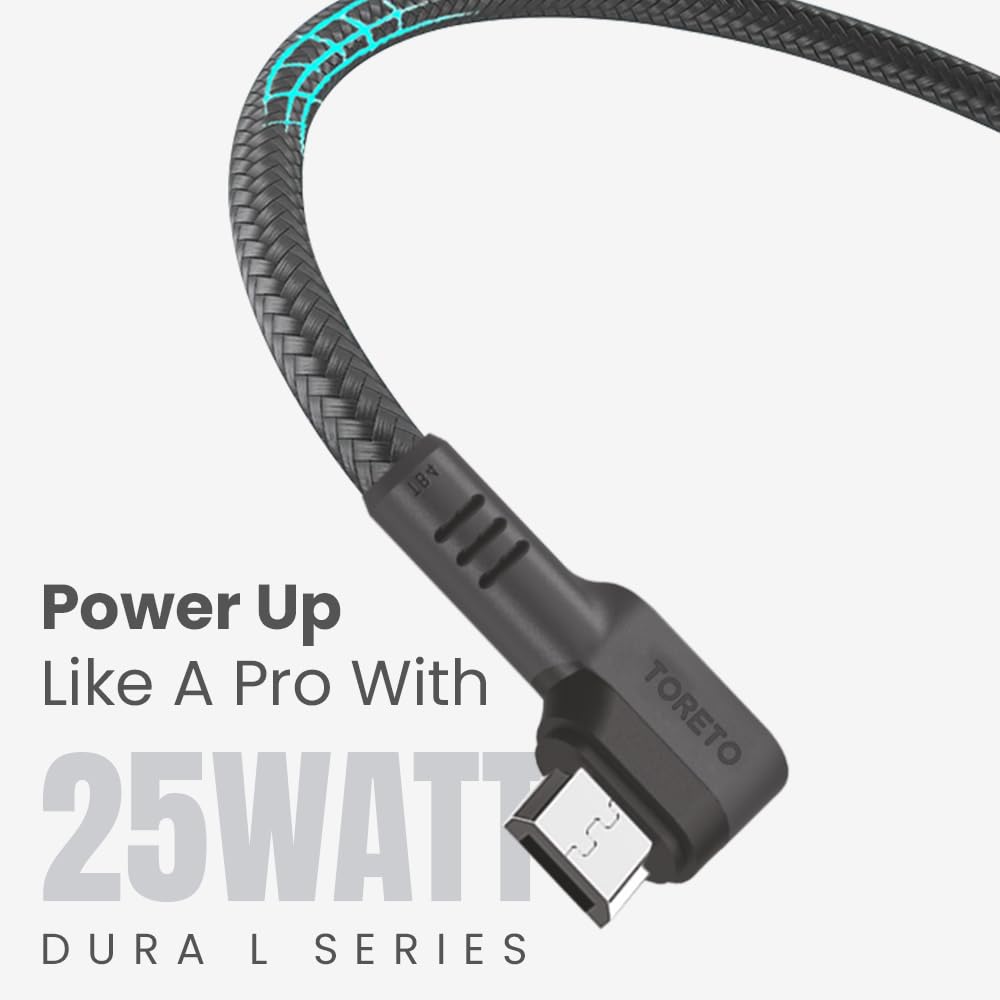 Toreto DURA L1 1.Mtr- Fast Charging 3A Micro USB Cable with Charge & Sync Function