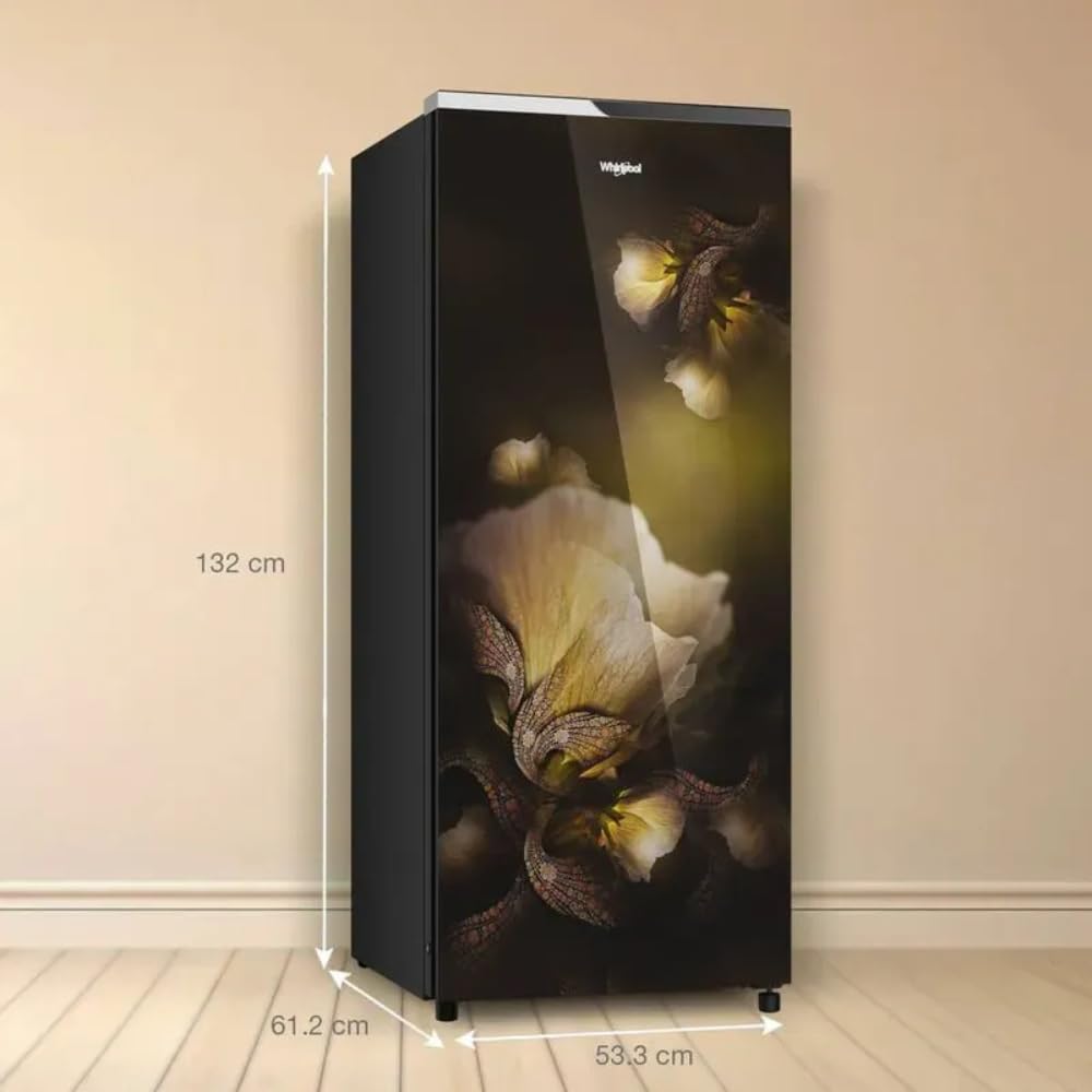 Whirlpool 207L 3 Star Glass Door Single Door Refrigerator