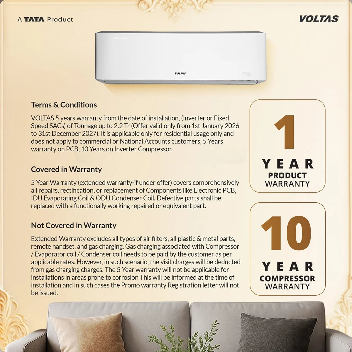 Voltas 2 Ton 3 Star Inverter Split AC – Venus Luxe