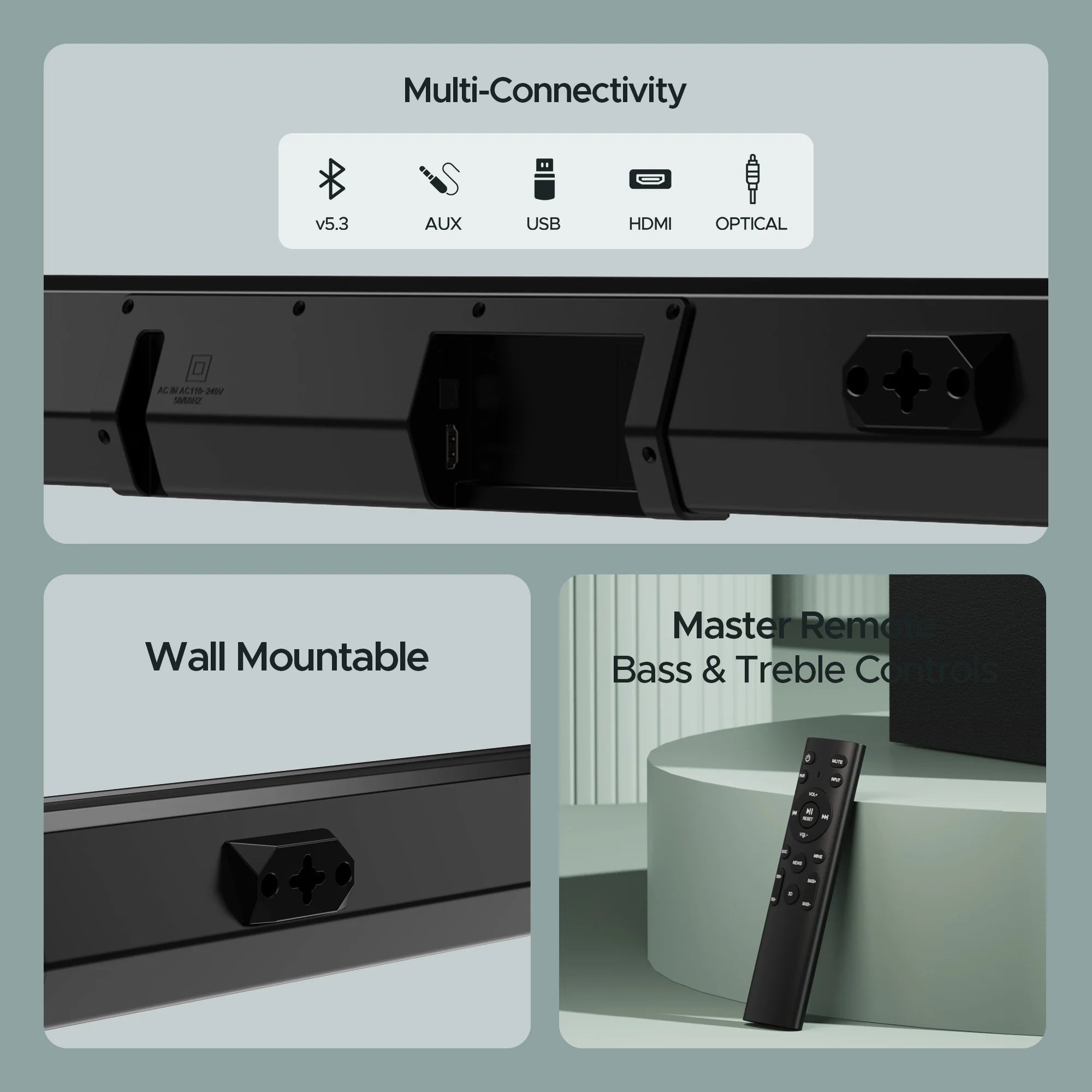 boAt Aavante Bar Maven Pro Soundbar with 320 Watts RMS boAt Signature Sound- 2.1 Channel Audio with Wireless Subwoofer- Multi Connectivity : Bluetooth v5.3- AUX- USB & HDMI and Master Remote Control (Premium Black)