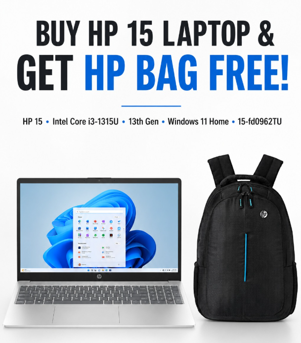 HP 15 Laptop i3-1315U [fd0962TU] with HP Bag Free (8GB-256GB) HP | DJI collaboration