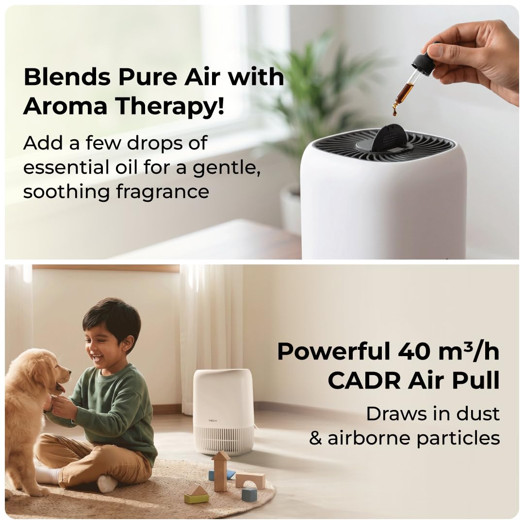 XECH Atmos H13 HEPA Air Purifier blends pure air with aroma therapy for soothing fragrance.