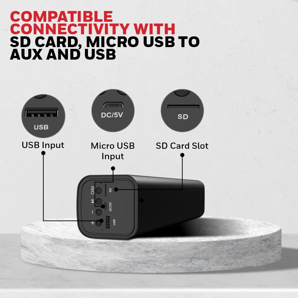 Honeywell Moxie V1000 10W 2.0 Channel V5.0 Wireless Bluetooth Soundbar, 5.0 Stereo Sound, 52mm*2 Drivers, 15Hrs Playtime, TWS, 1200mAh Battery, Multiple Connectivity via SD Card, Audio Jack & USB (Black)
