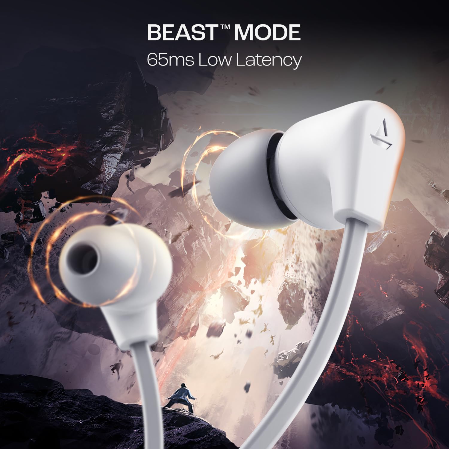 boAt Rockerz Trinity in Ear Earphones with 150H Playtime- Crystal Bionic Sound Powered by HiFi- Signature Sound- Beast™ Mode- ENx™ Tech- ASAP™ Charge- IPX5- Dual Pairing(Kutch White)