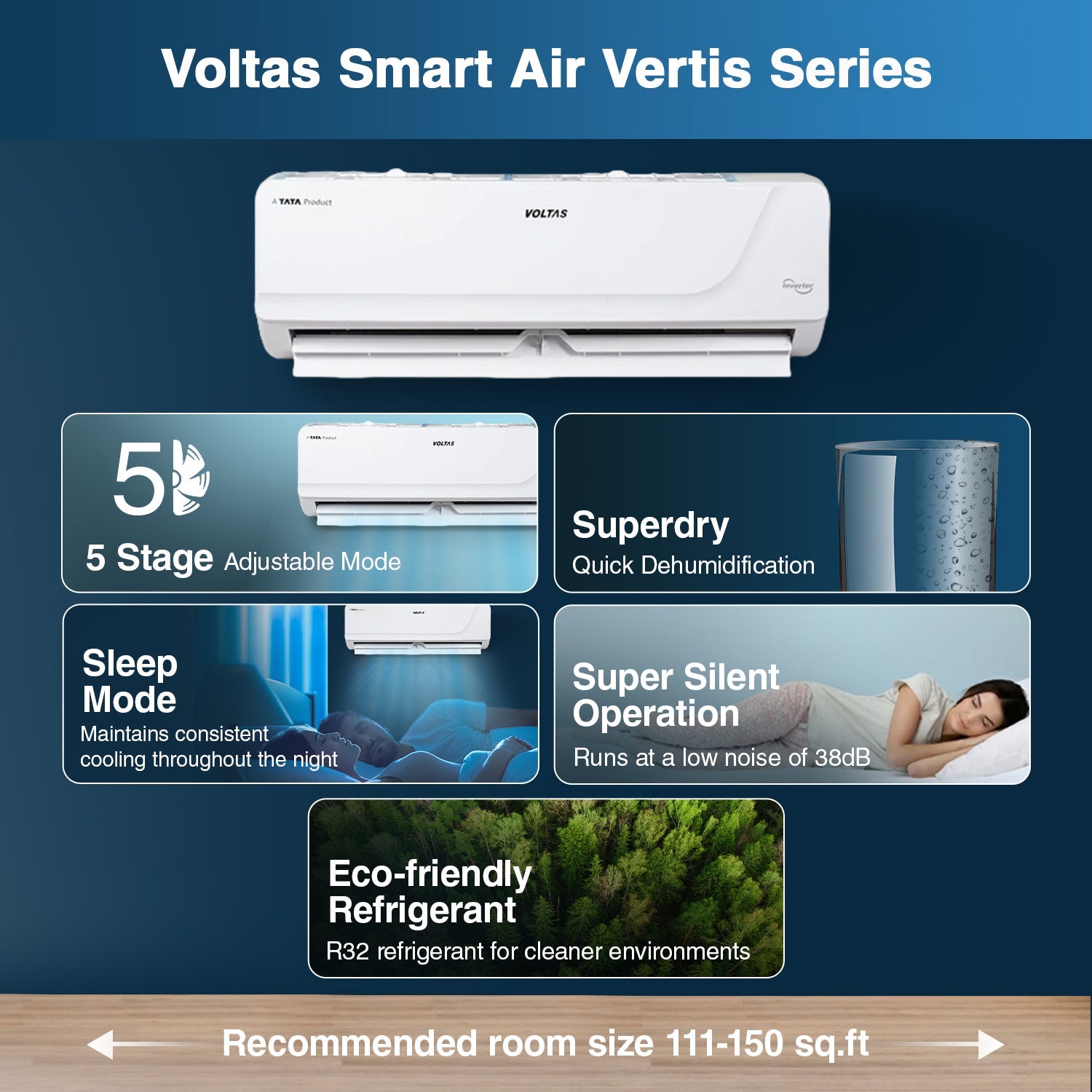 Voltas SmartAir Inverter AC- 1.5 Ton- 3 star - 183V Vertis Platina