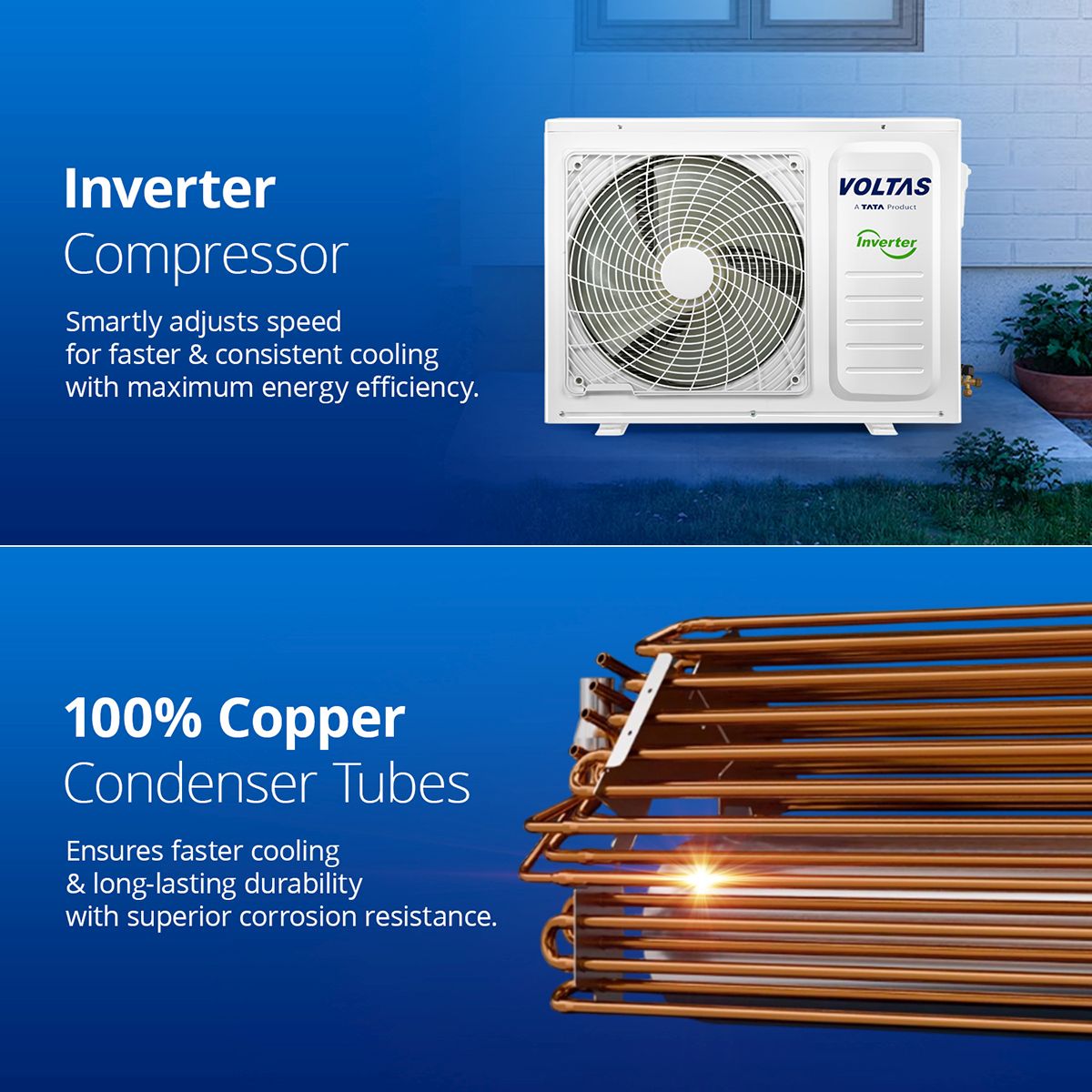 Voltas 1.5 Ton 3 Star Inverter Split AC – 183V Vectra Zen Silver (2024 Model- Copper- 4-in-1 Adjustable Mode- Anti-Dust Filter- White)
