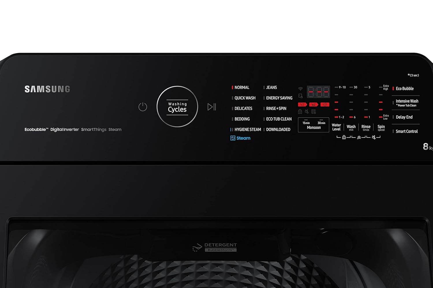 SAMSUNG 8 kg 5 Star Fully Automatic Top Load Washing Machine (WA80BG4582BDTL- In-built Heater- Dark Gray)