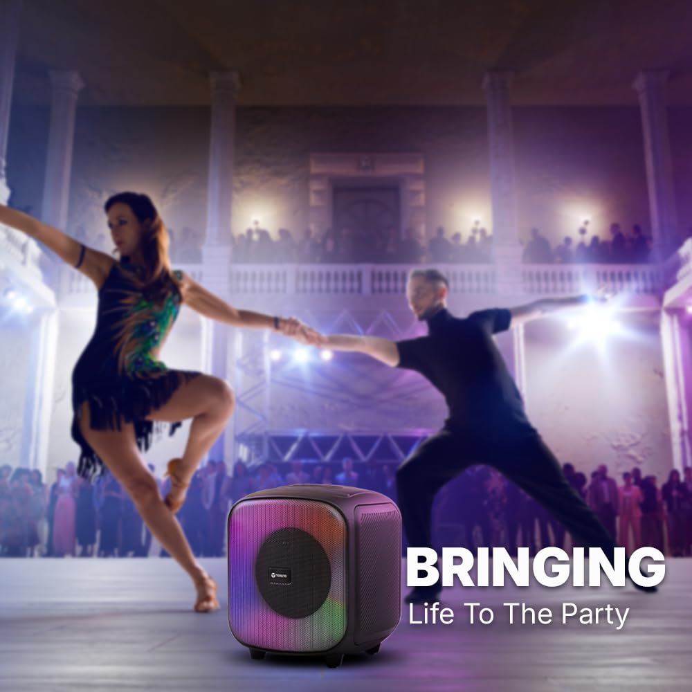 Toreto Party Pulse Wireless Portable Bluetooth Party Speaker| Dynamic Running RGB Light| 60Watt Signature Deep Bass Speaker | AUX- TF- TWS- USB Support | HD Sound| with Wireless Karaoke Mic